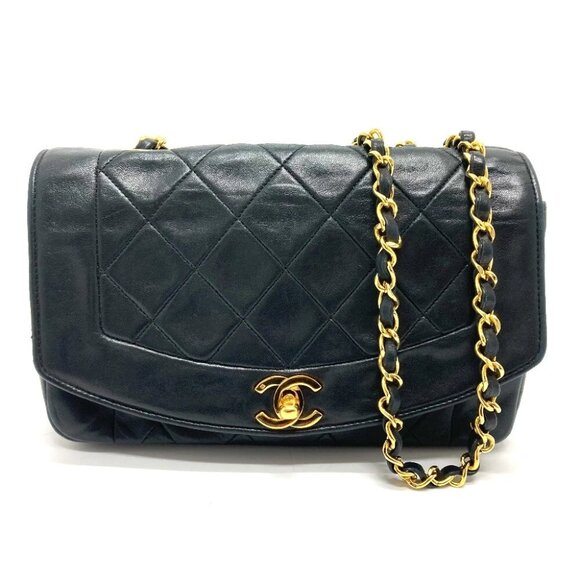 CHANEL CC Diana 22 Single chain Shoulder Bag Lambskin Leather Black/GoldHardware - Picture 1 of 13